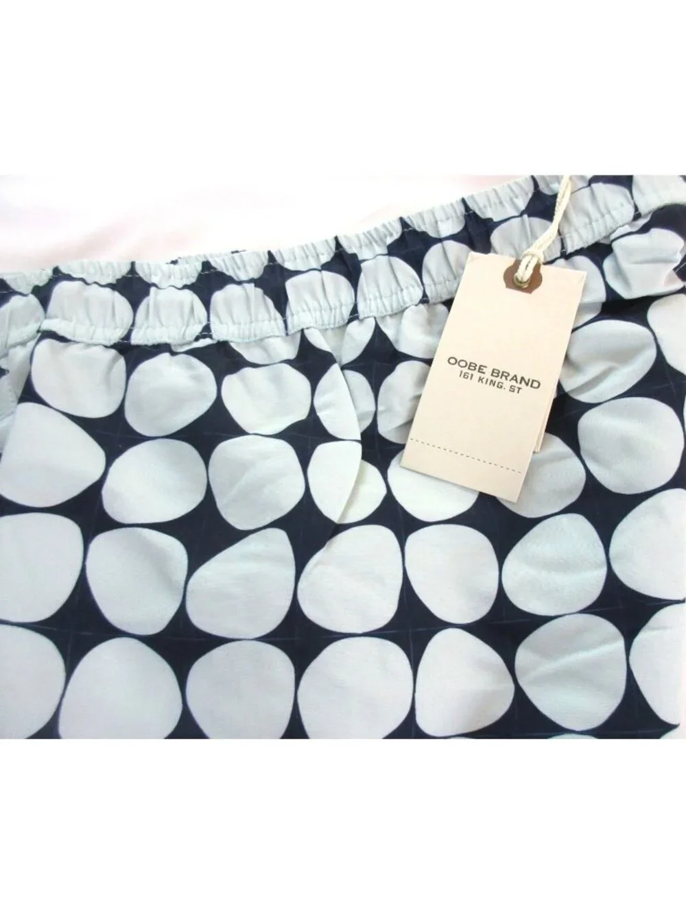 Oobe Brand Men's Kona Swim Trunks Navy Blue Ellipse Grey Circles Sizes NWT